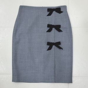J. Crew Gray Pencil Skirt with Black Bows